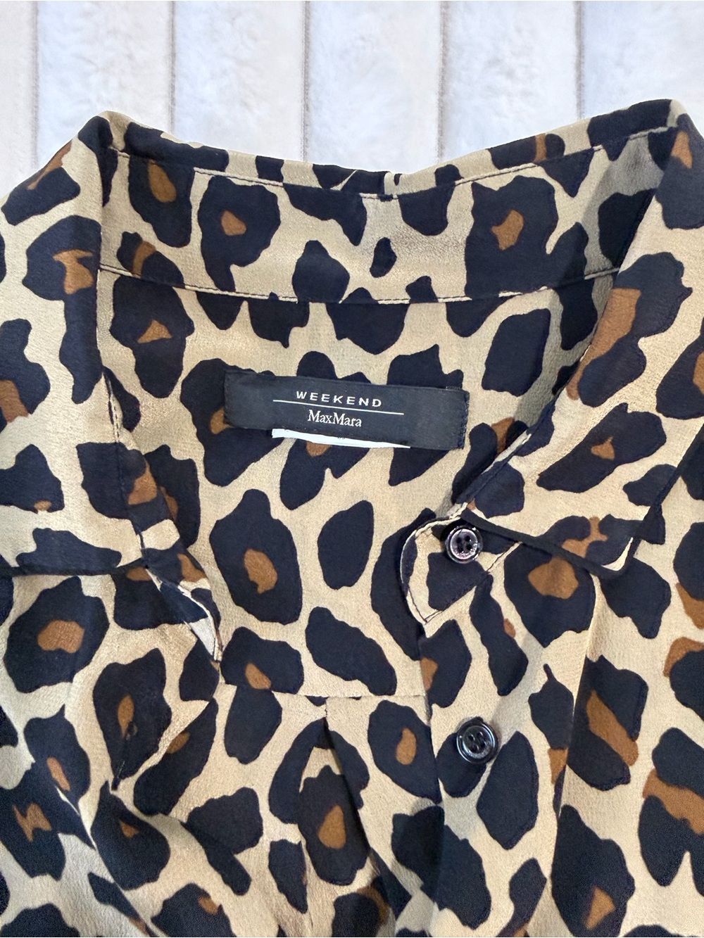 Weekend Max Mara silk Leopard Print Midi Dress in Tan and Black - Picture 4 of 9